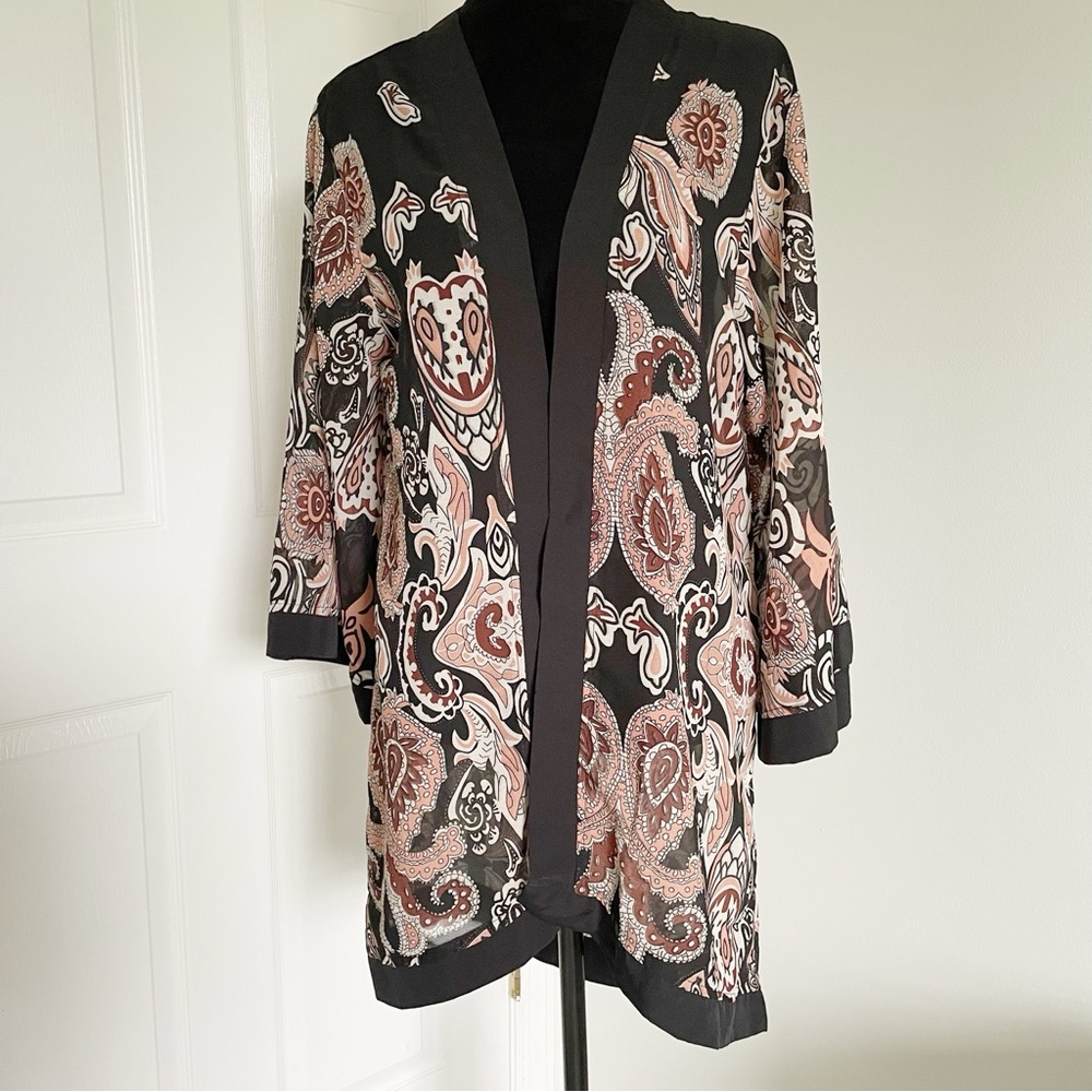 BOOHOO Paisley Open Front Kimono Size 12